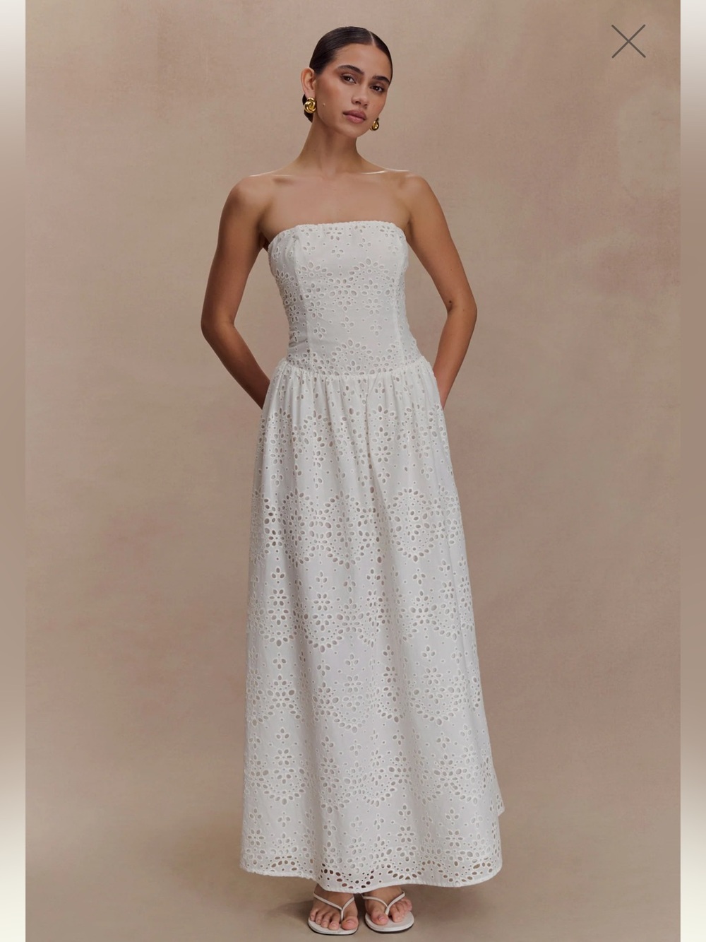 Meshki Maureen White Eyelet Maxi Dress